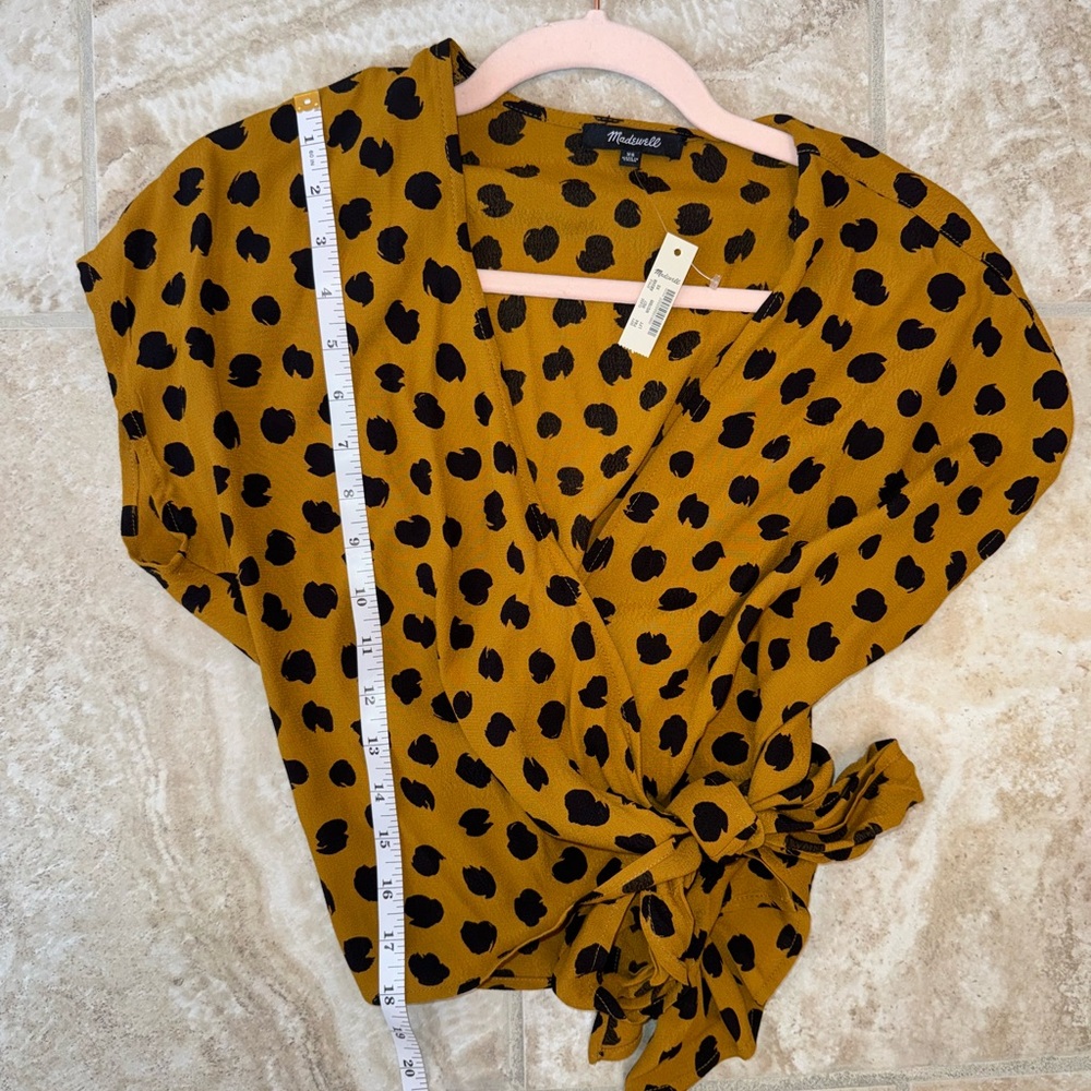 NWT Madewell Sash-Tie Wrap Top in Painted Spots Size XS - Picture 6 of 8